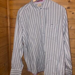 Tommy Bahama Blue and White Patterned Button-Down Shirt